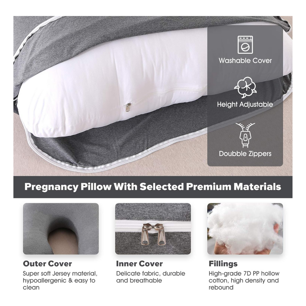 Almohada de Embarazo en U de Cuerpo Completo para Dormir y Lactancia