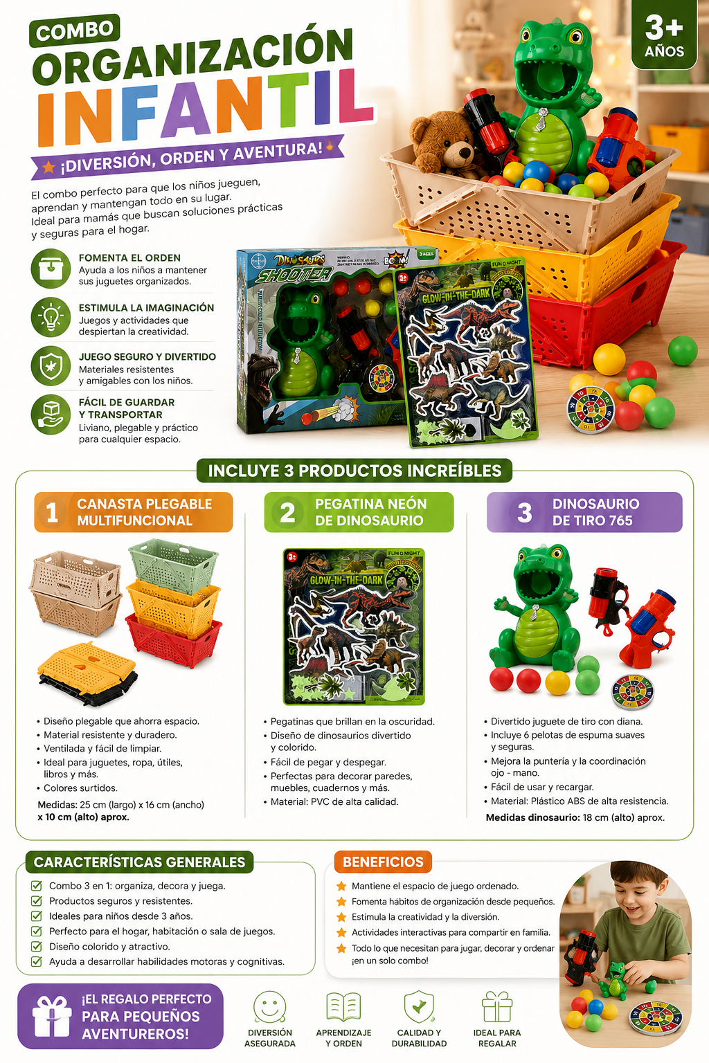 Combo Infantil para Niño x3 Piezas: Diversión y Aventura